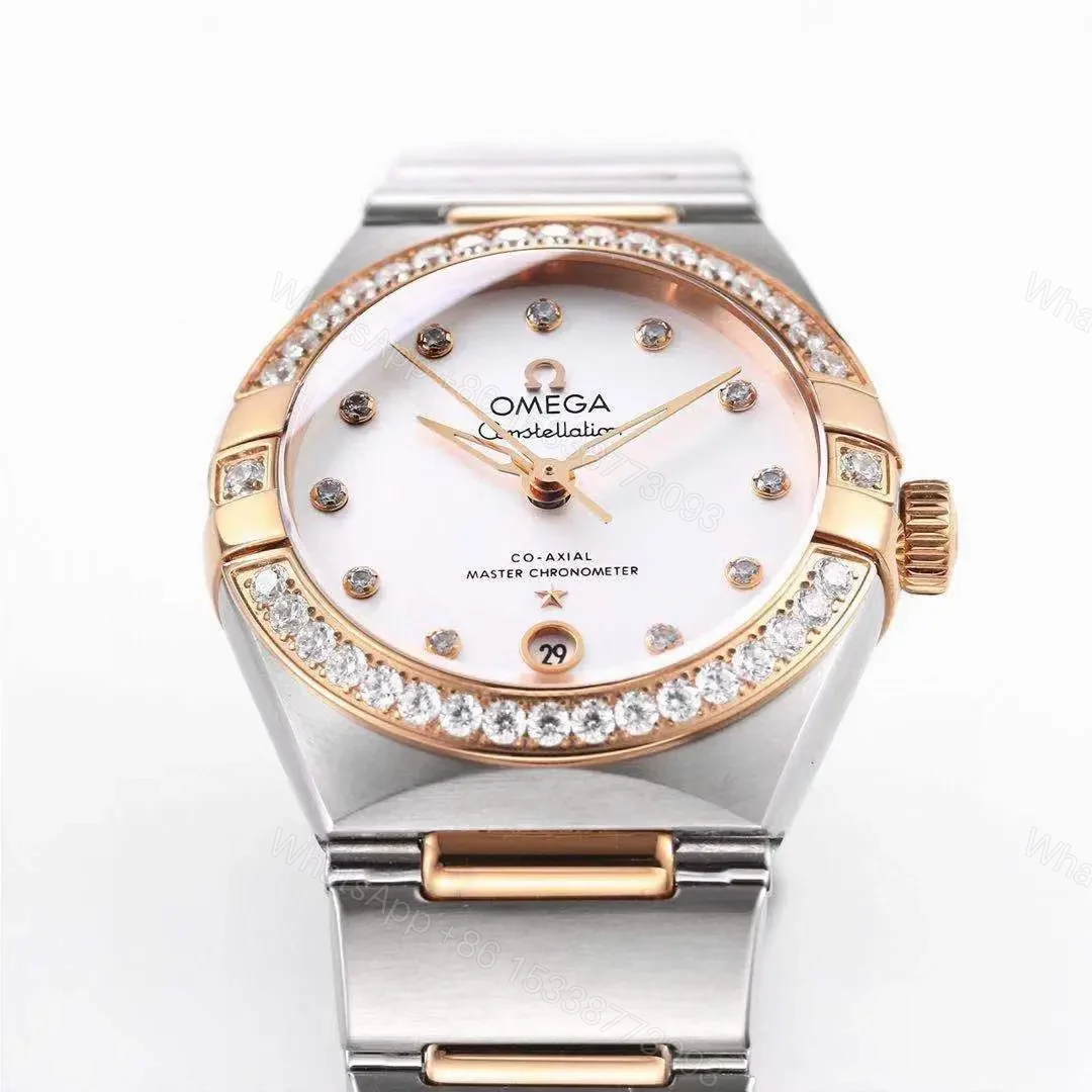 View 3 of Omega Constellation 29mm Women’s Watch V6 Version Two-Tone Stainless Steel and Rose Gold Diamond Set Bezel White Dial