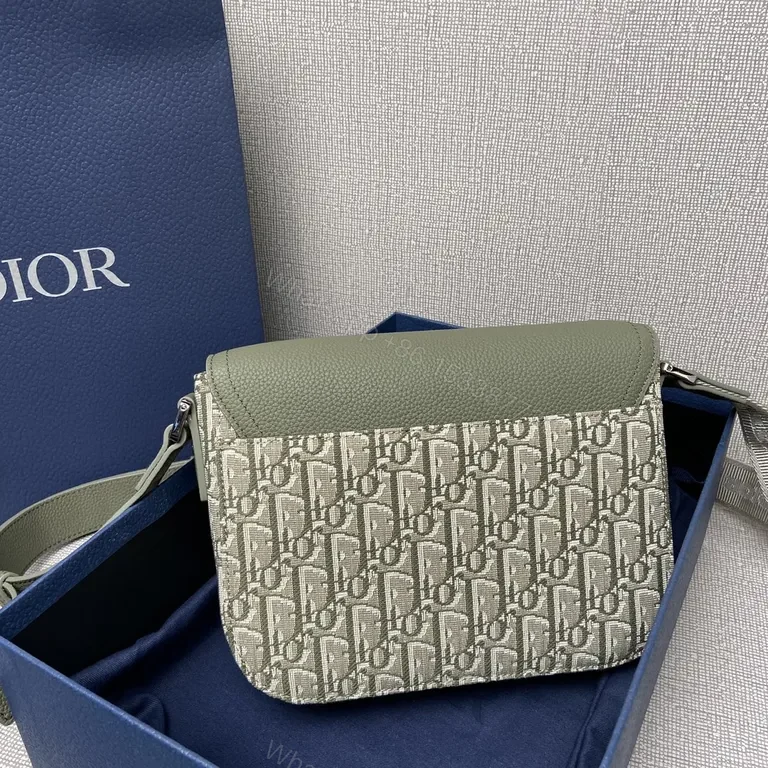 View 2 of Green Textured Crossbody with Olive Leather Clasp Bag