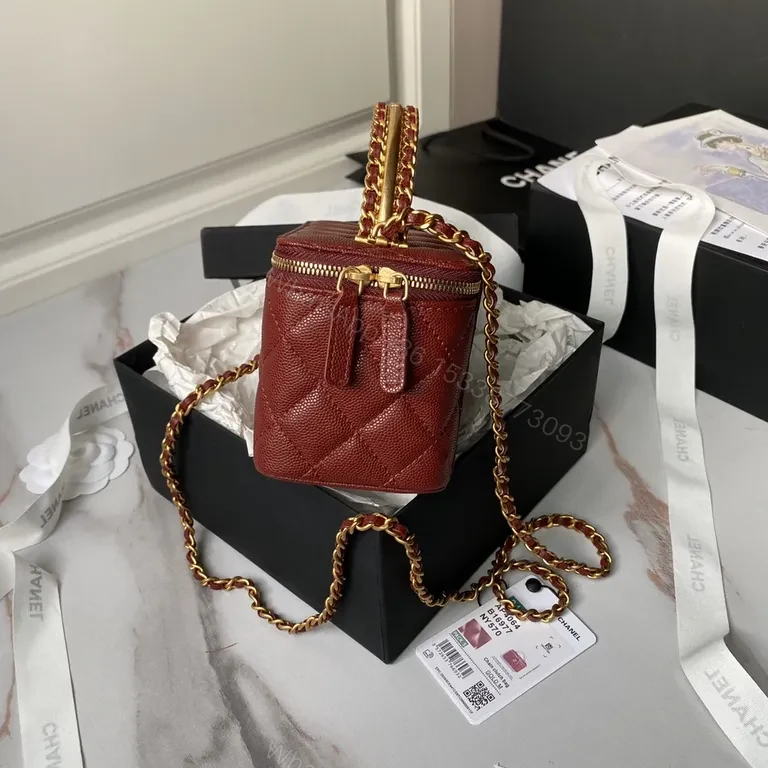 View 8 of Chic Quilted Mini Bag with Gold Chain Strap - Luxe Burgundy