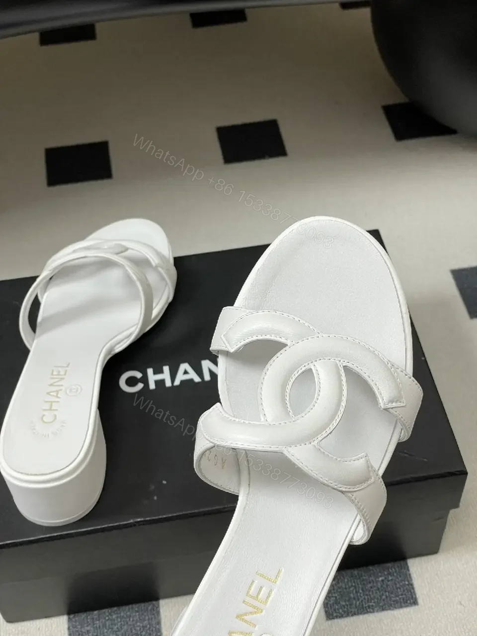 View 5 of White Calfskin Block-Heel Sandals: Couture-Inspired Comfort