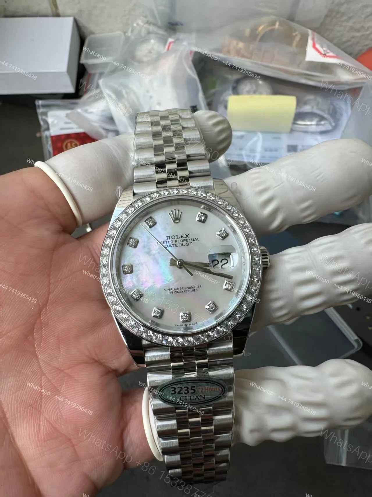 View 8 of Rolex Datejust M126334-0020 1:1 Replica Mother of Pearl Diamond Dial Jubilee 41MM 3235 Movement Super Clone Watch
