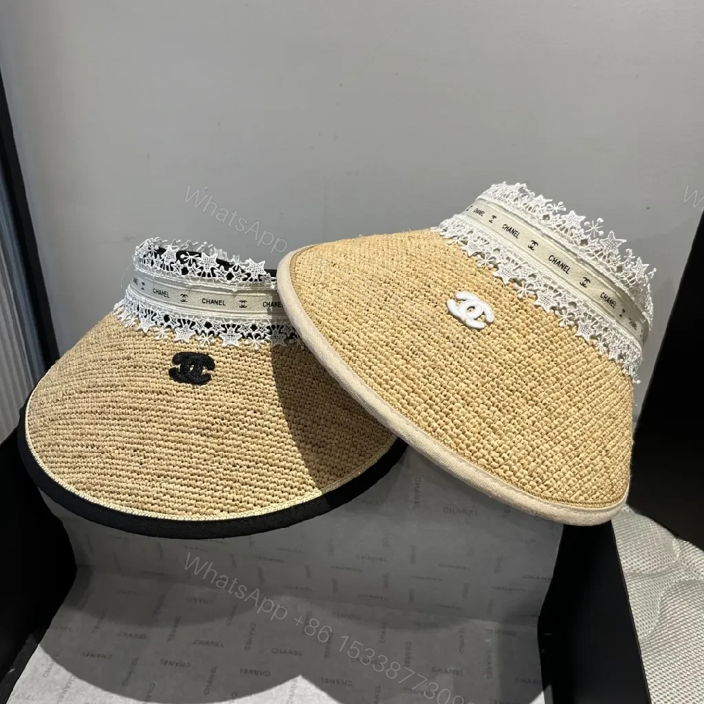 View 7 of Straw Visor with Lace Trim | Luxury Resort Style Sun Shield