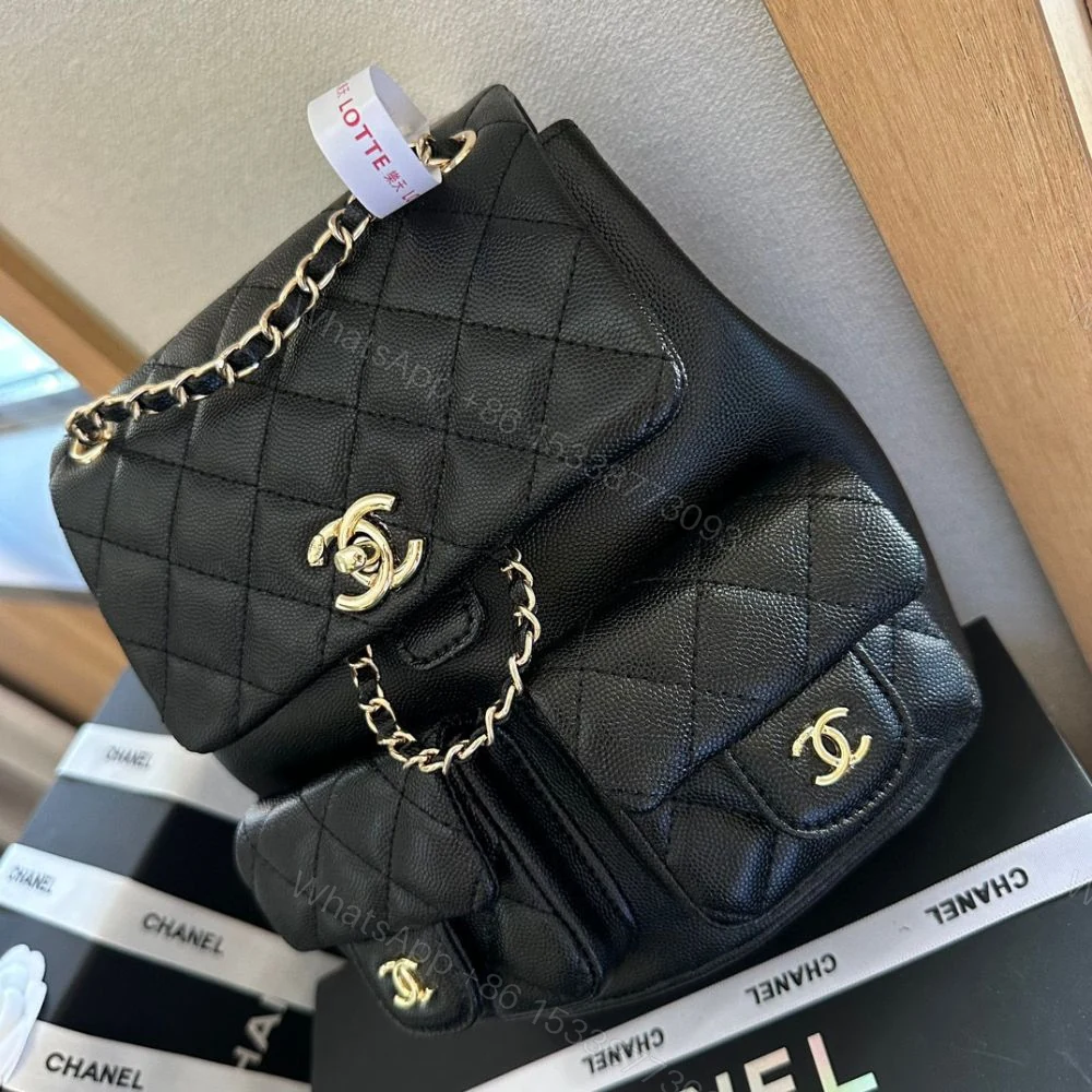 View 6 of Chanel Mini Backpack Quilted Caviar Black Gold Hardware 21Cm