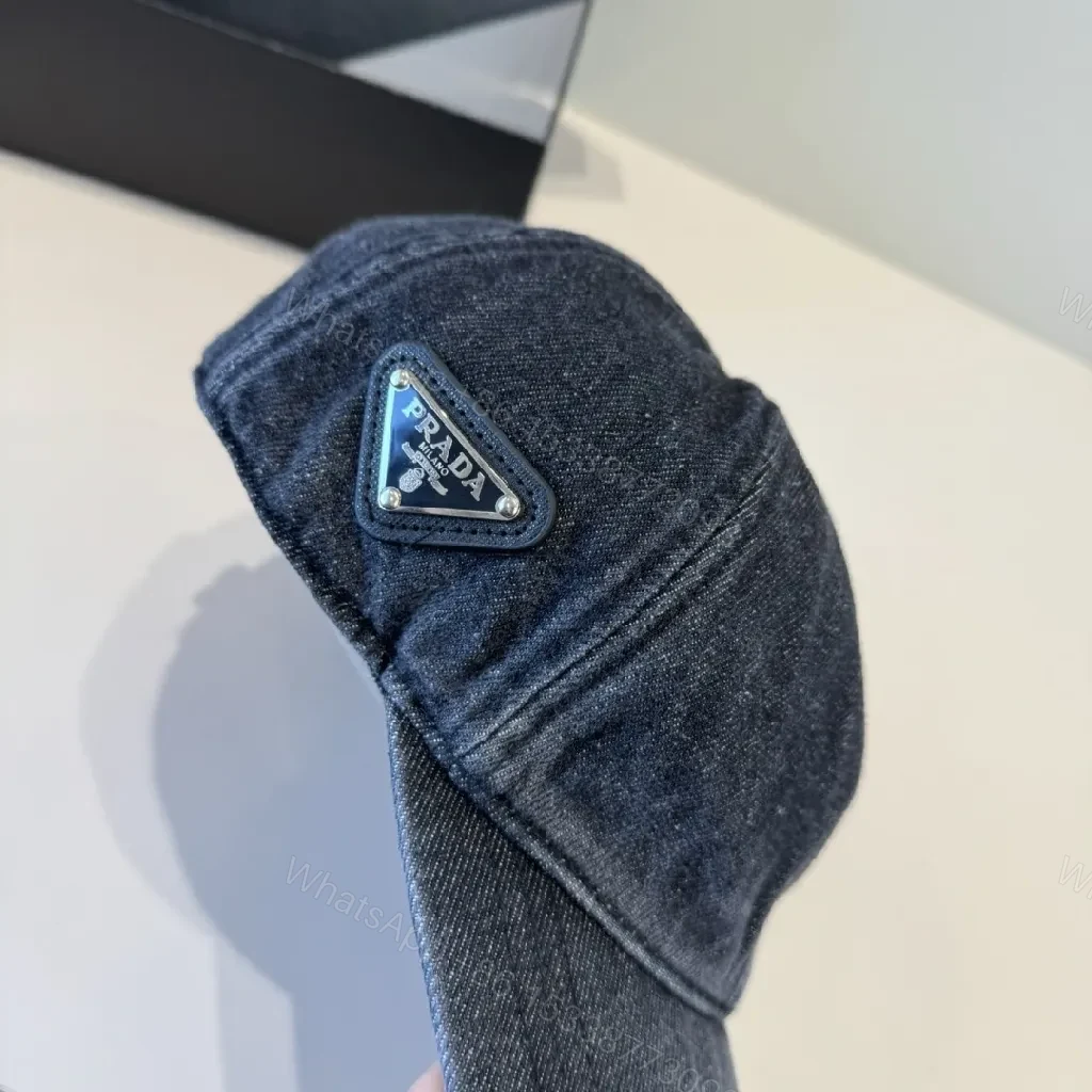 View 7 of Denim-Accent Cap with Subtle Prada-Inspired Emblem
