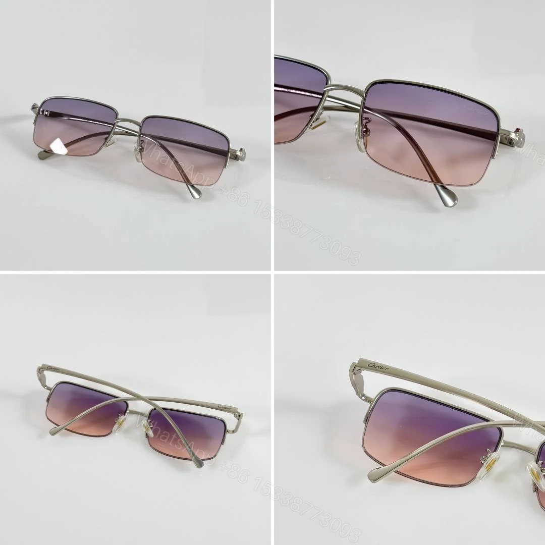 View 2 of First Copy Cartier Square Pink Gradient Sunglasses Metal Frame Unisex UV Protection