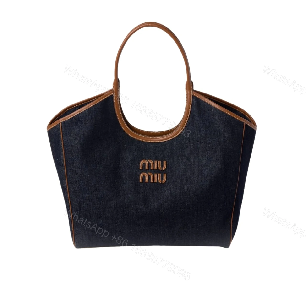 MIUMIU IVY DENIM BAG BLUE BRANDY 22CM — view 1
