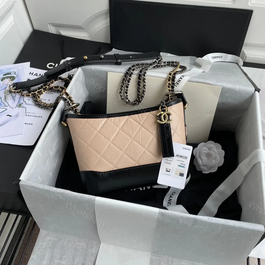 View 8 of CHANEL GABRIELLE MINI 20 HOBO BAG IN ALMOND BEIGE MIX BLACK