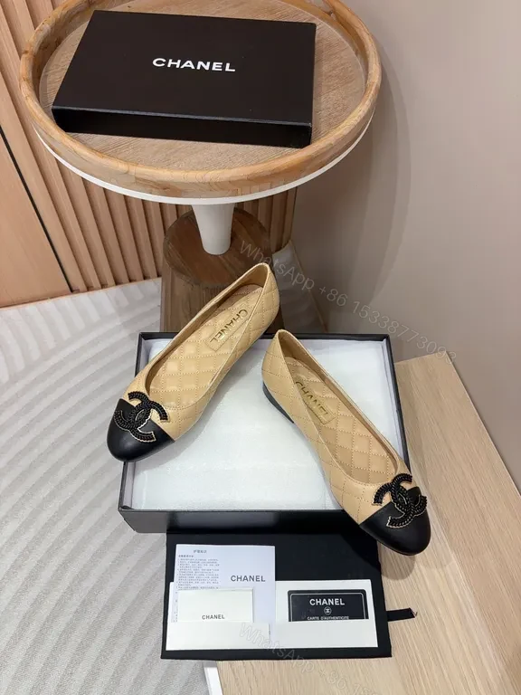 View 8 of Quilted Beige/Black Ballet Flats â€“ Luxe Hardware, Everyday