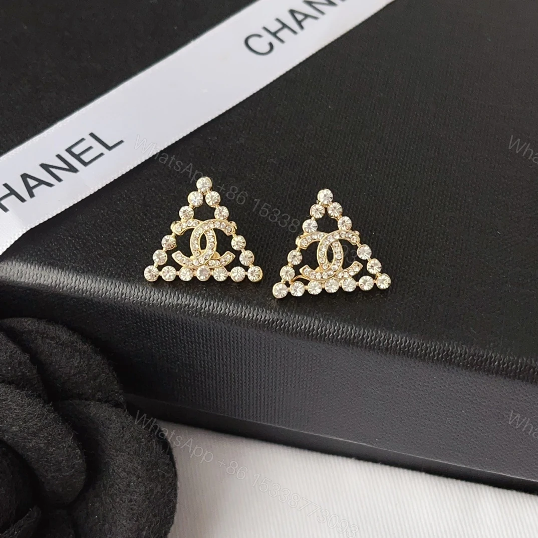 View 2 of Chanel Cc Logo With Triangular Gemstones Gold Ab2468 B010203 Nk635