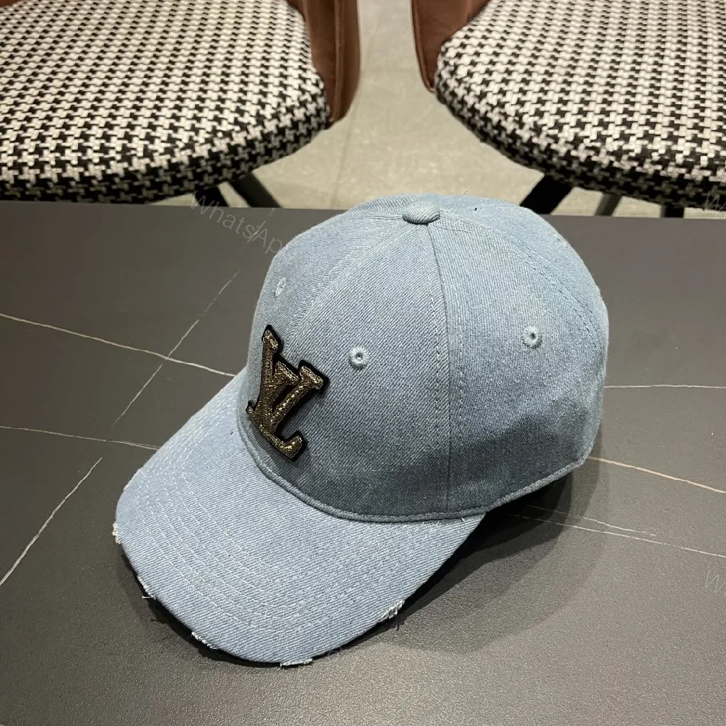 Denim Cap with Embroidered Metallic Monogram - Everyday Luxe Cap — view 1