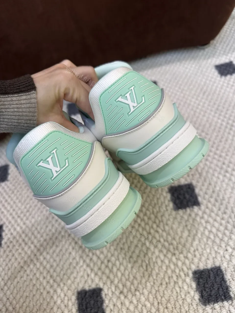 View 8 of Mint-Tone Leather & Suede High-Tops: Modern Luxury Comfort