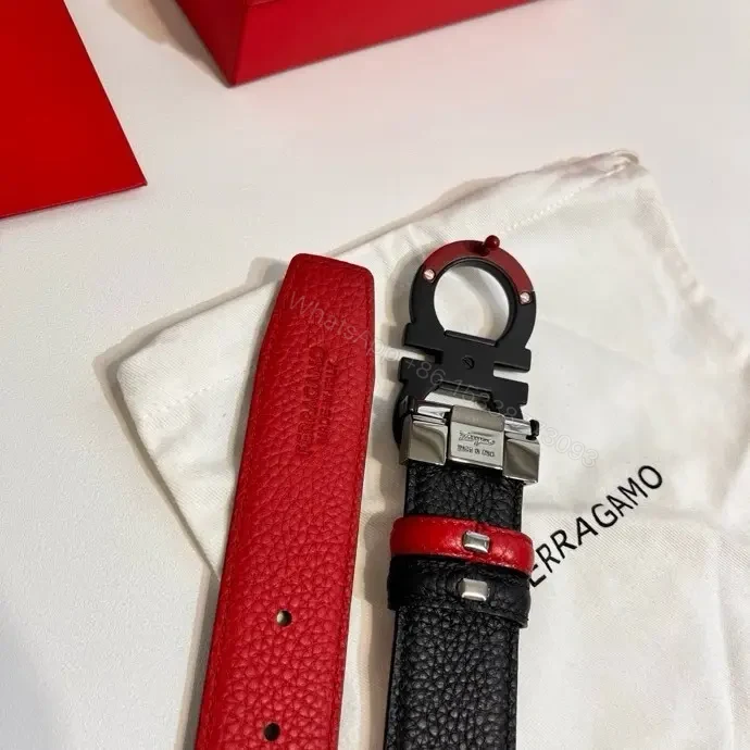 View 4 of Black Pebbled Leather Belt with Signature Double-Gancini Buckle