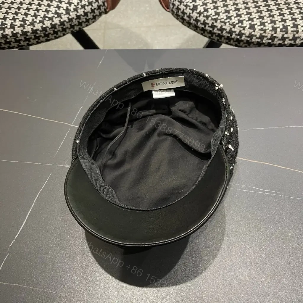 View 6 of Textured Tweed Cap with Leather Peak: Luxe Modern Cap