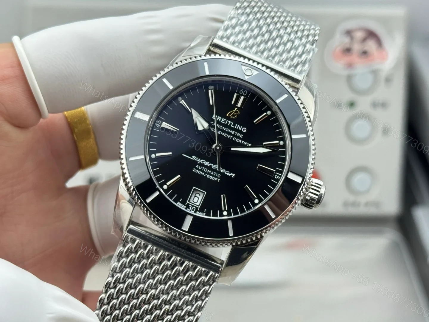 View 3 of Breitling Superocean Heritage B31 Black Replica 42MM Premium Milanese Bracelet Edition AB3111241B1A1