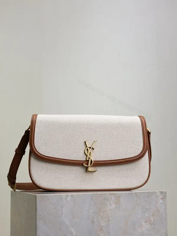 Textured Crossbody Bag: Gold Hardware, Leather Trim, Chic Modern — view 1