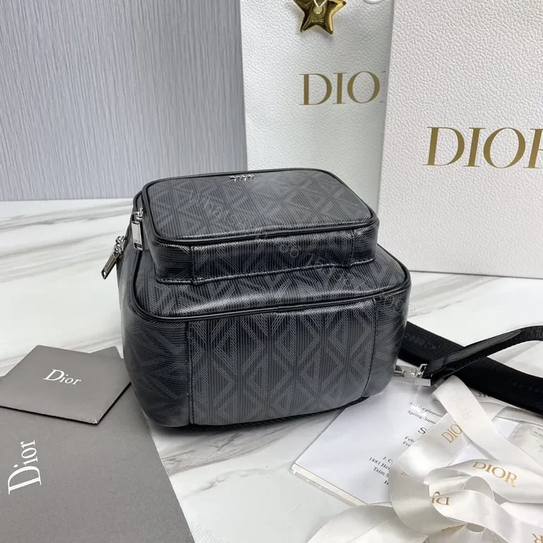 View 9 of Dior Luxe Backpack: Patterned Leather-Trim, All-Day Comfort