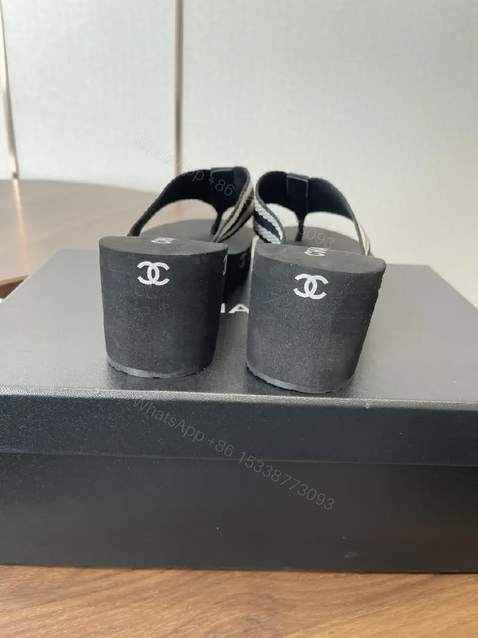 View 4 of Chic Black Foam Sandals with Signature Logo Straps
