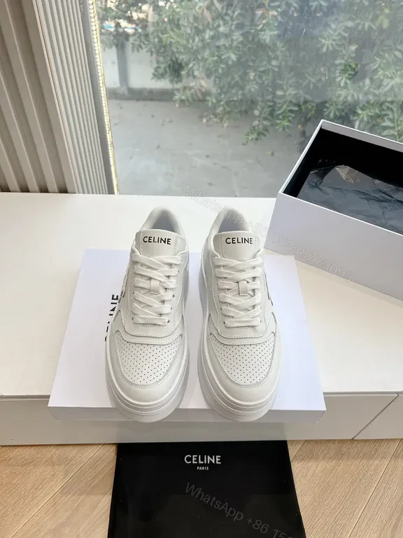 View 6 of Celine White Leather High-Top Sneakers: Luxury Comfort