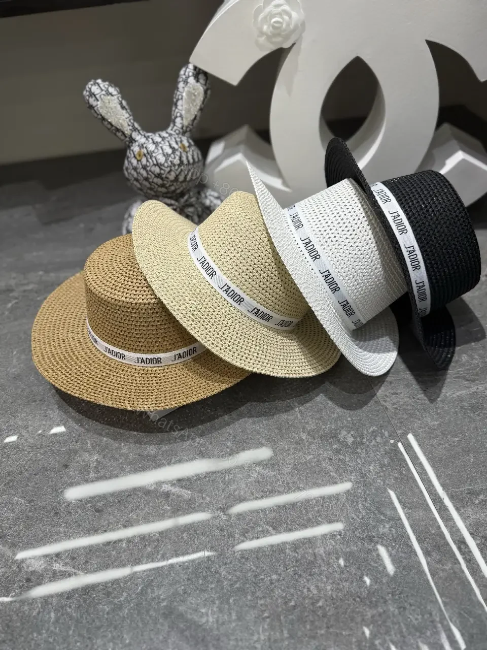 View 8 of Straw Bucket Hat Woven Wide-Brim Floppy J'ADIOR Ribbon Hats
