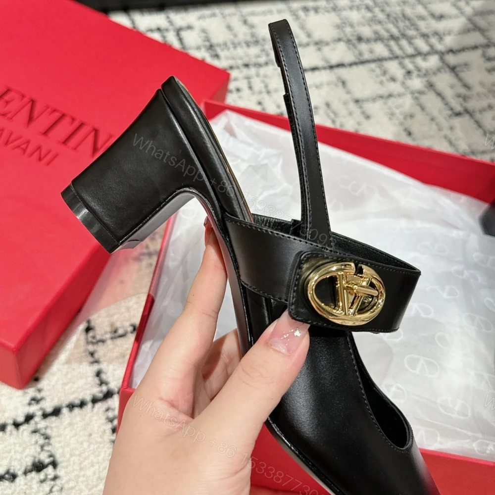 View 9 of 高仿Valentino*5W2S0JP方頭露跟單鞋黑色6CM免檢版