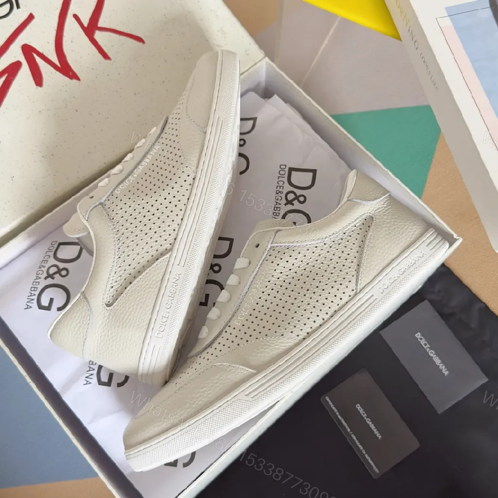 View 4 of Off-White Leather Sneaker: Minimalist, Perforated, Comfortable