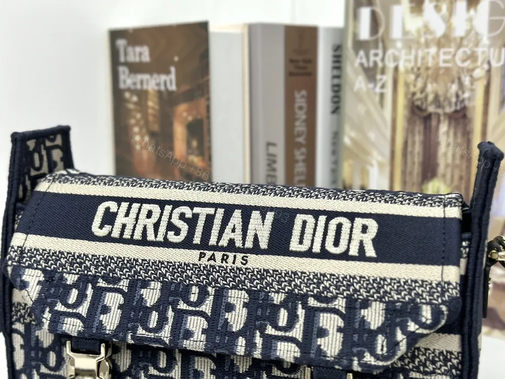 View 4 of Patterned Lux Canvas Messenger Bag â€“ Dior-Inspired, Signature Strap