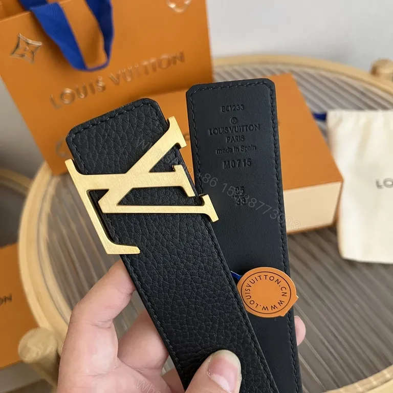 View 7 of Polished Leather LV Monogram Buckle Belt â€” Luxury Everyday Style