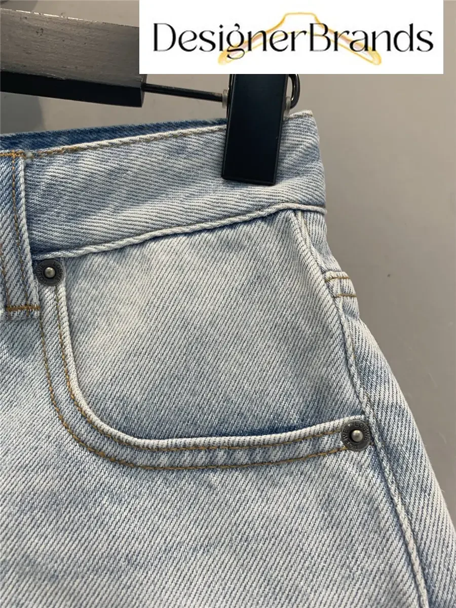 View 5 of Loewe Light Blue Cotton Denim Shorts
