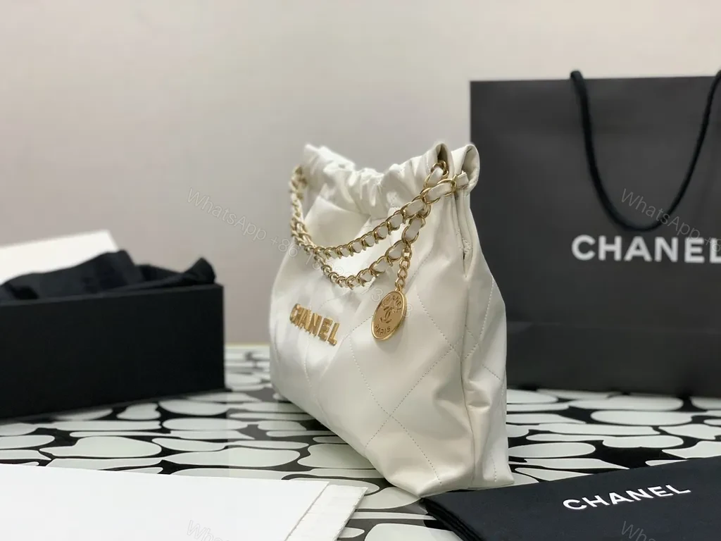 View 6 of Gold-Chain Quilted Chanel-Inspired Shoulder Bag