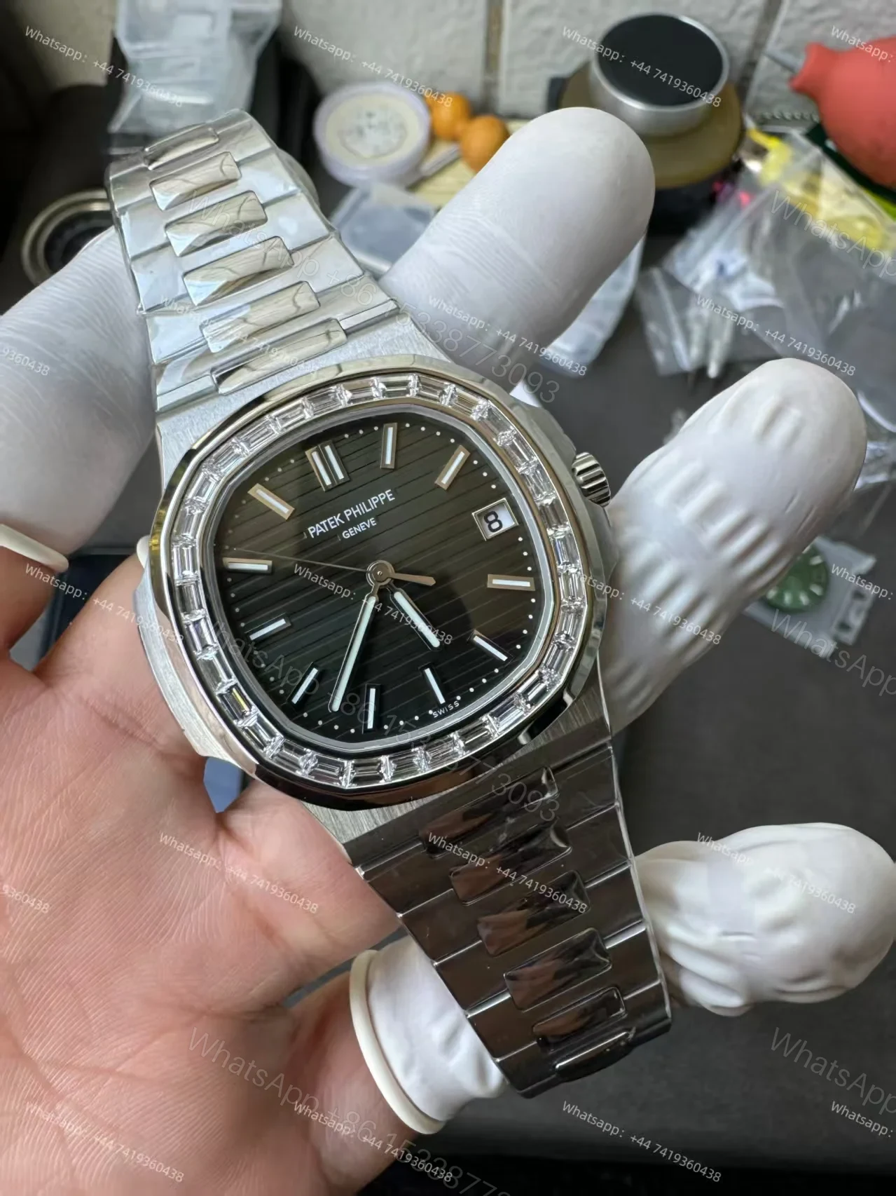 View 7 of Patek Philippe Super Clone Nautilus 5711/1300A-001 Green Dial Diamond Bezel 40MM