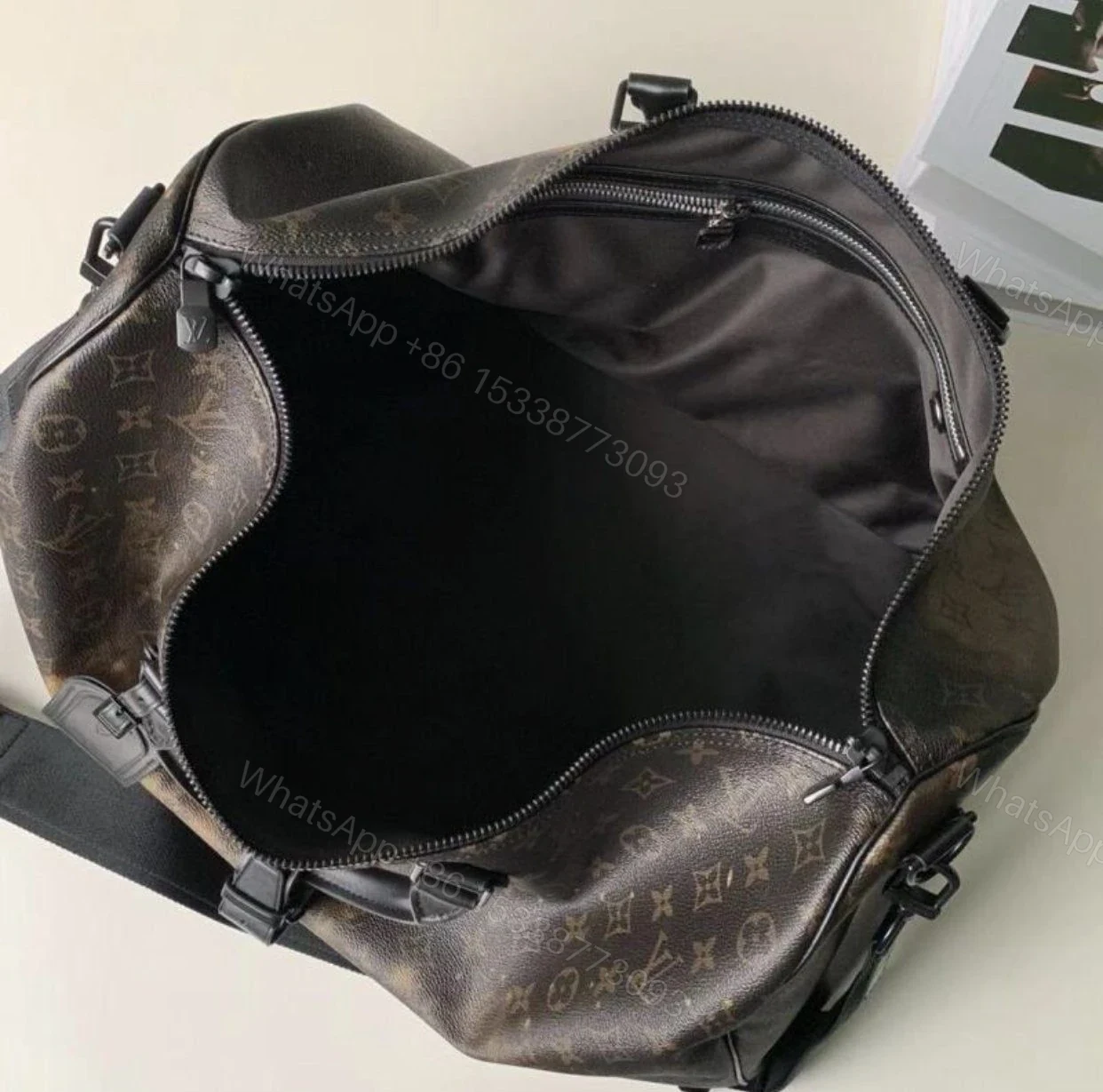 View 8 of Replica 1:1 Clone Louis Vuitton Keepall Bandouliere Monogram Galaxy 50 Black Multicolor