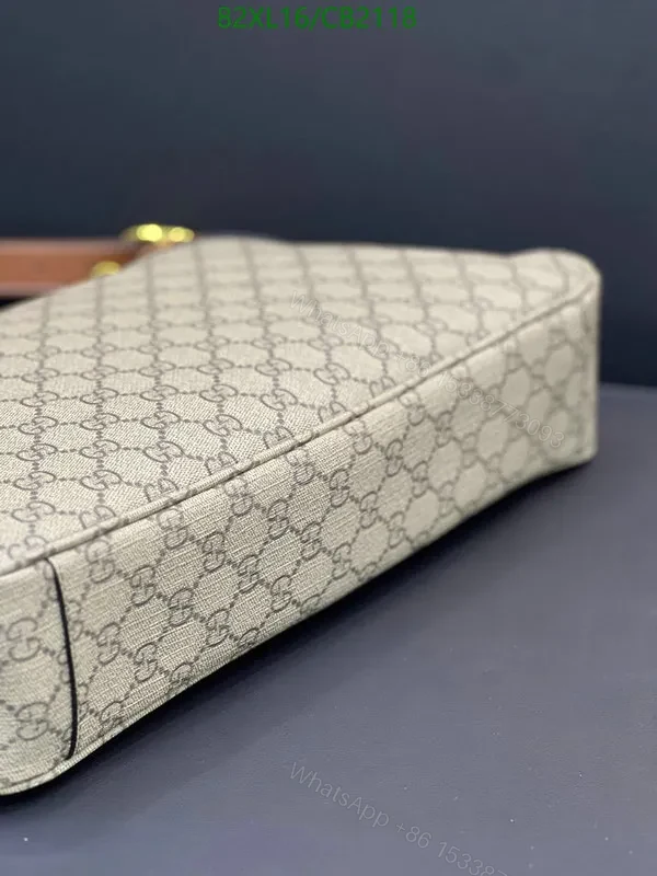 View 5 of Medium Gucci GG Emblem Fake Bag with Leather Brown Trim MBL493