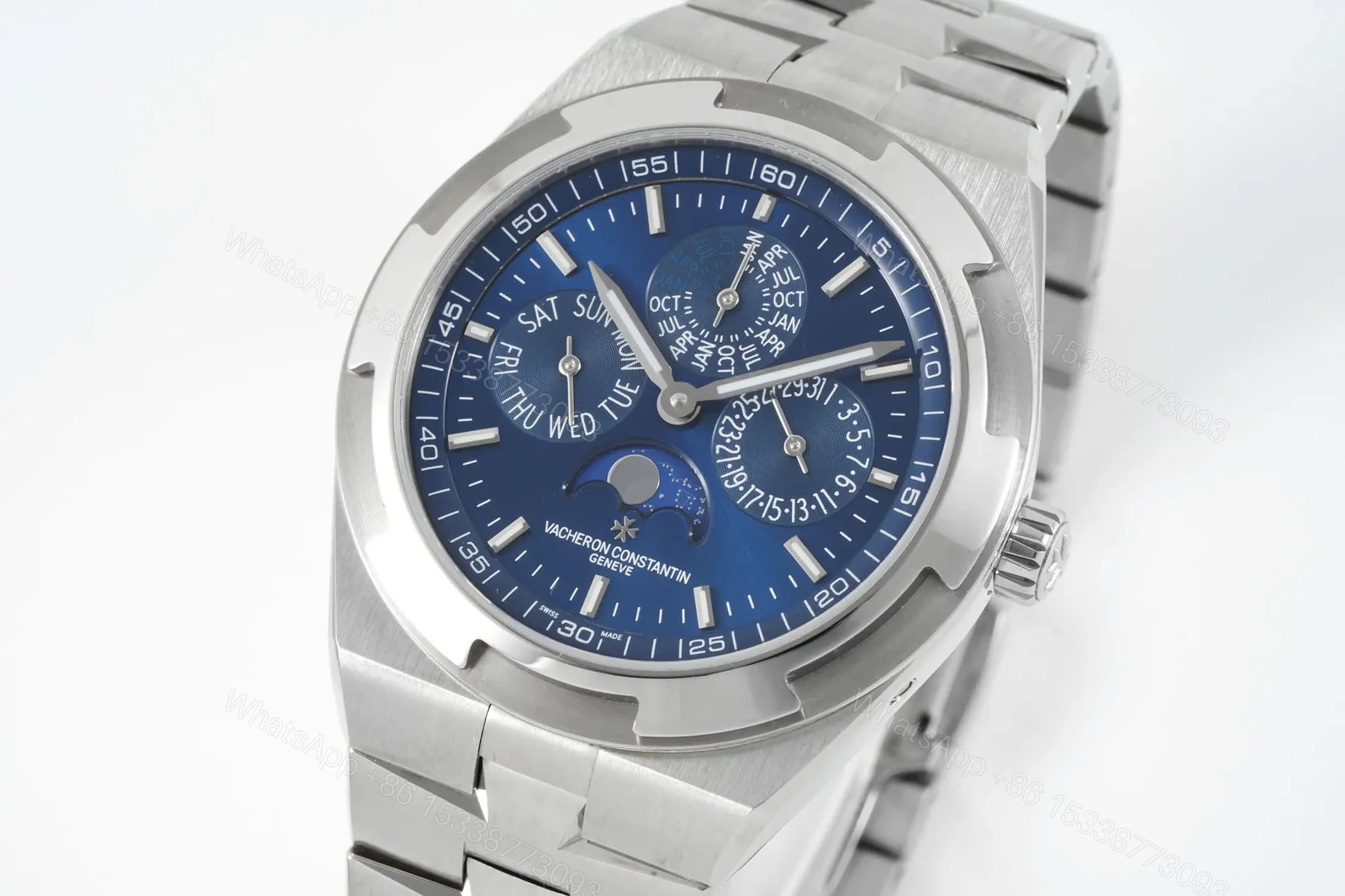 View 2 of GS Factory Vacheron Constantin Overseas Perpetual Calendar 4300V Series Watch – Blue Dial, Stainless Steel Case and Bracelet, Automatic Movement with Moon Phase