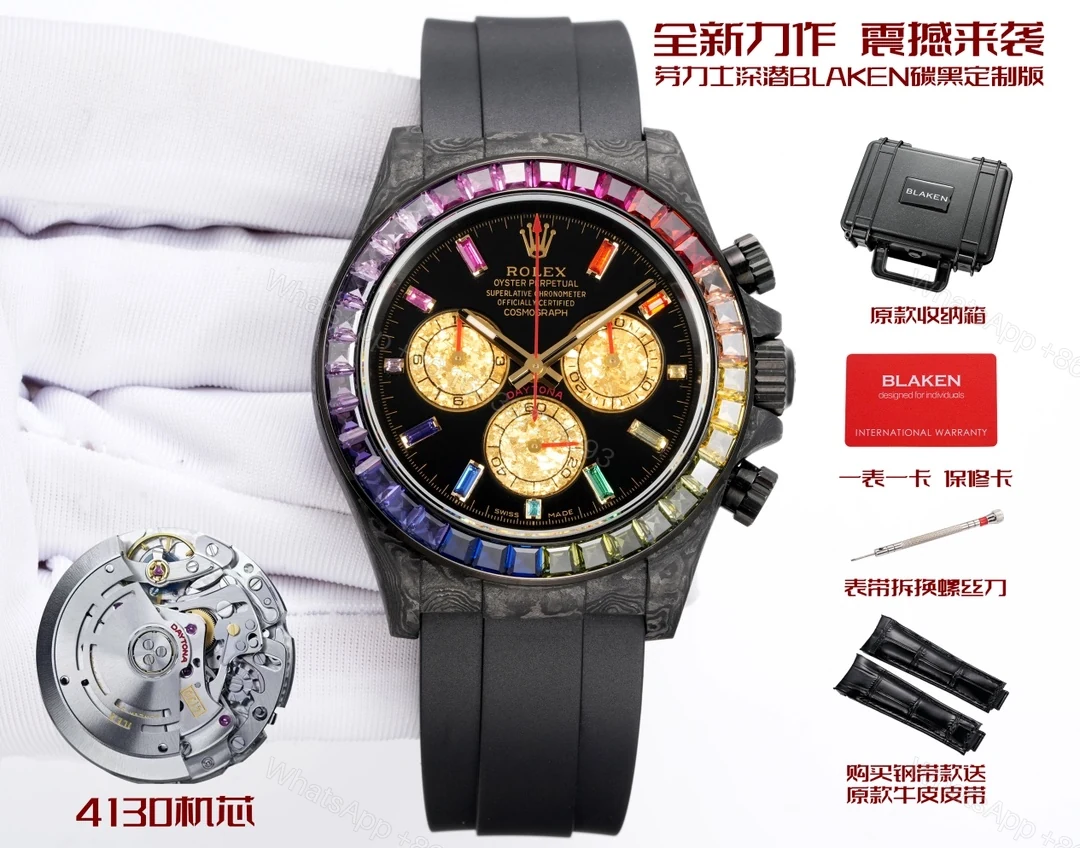Rolex 一比一 Daytona彩虹圈黑面金盤計時腕錶 碳纖維高端款 — view 1