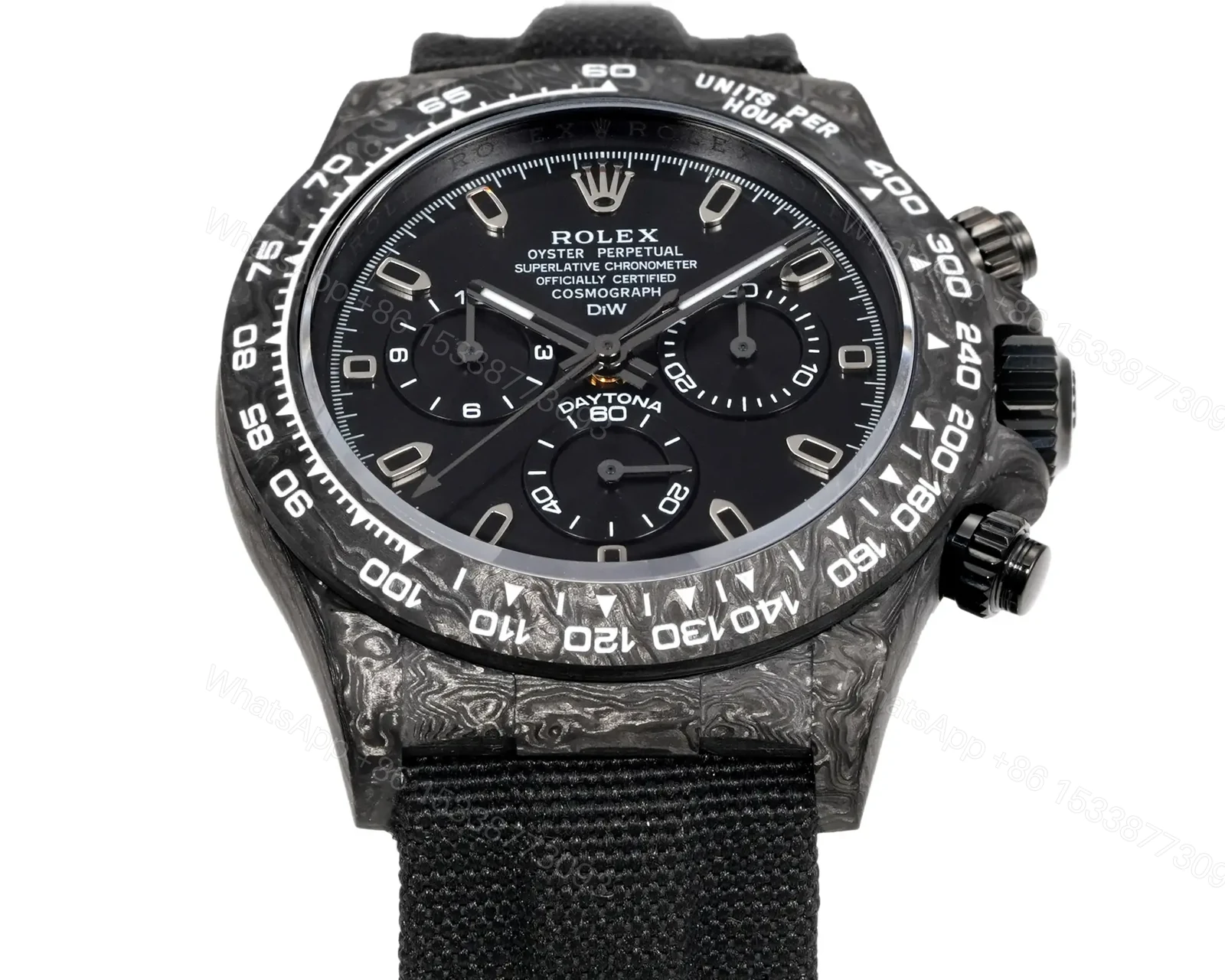 View 2 of Rolex Daytona Black Carbon 4130 Edition All Black Dial Strap 40mm RLX-DAY-CARB-4130-ALLBLK40-V2