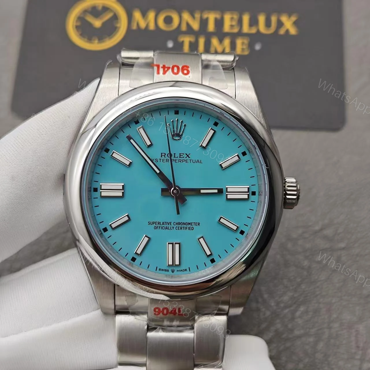 View 13 of Top Clone Rolex Oyster Perpetual 41 MM Turquoise tiffany Blue Dial Replica