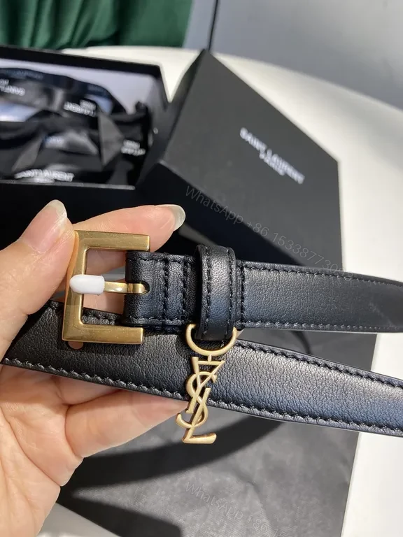 View 6 of Sleek Black Leather Belt with Gold Buckle â€” Luxury Everyday Belt