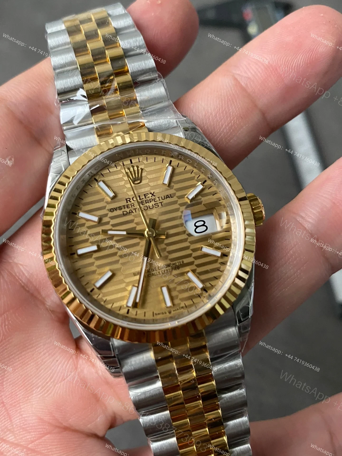 View 5 of Rolex Datejust M126233-0039 1:1 Replica Water Ripple Gold Dial Jubilee 36MM 3235 Movement Super Clone Watch