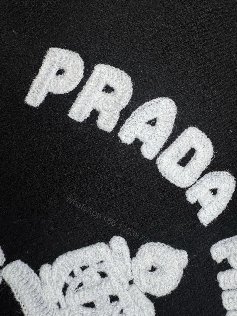 View 6 of Black Wool-Blend Knit Sweater Crest Embroidery Version