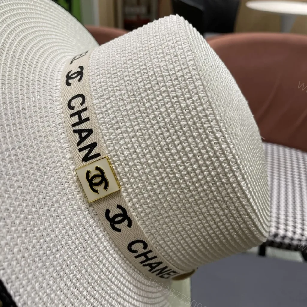 View 6 of Straw Boater Hat + Braided Straw + Chanel-Style + Gold Clip + Boater Hat