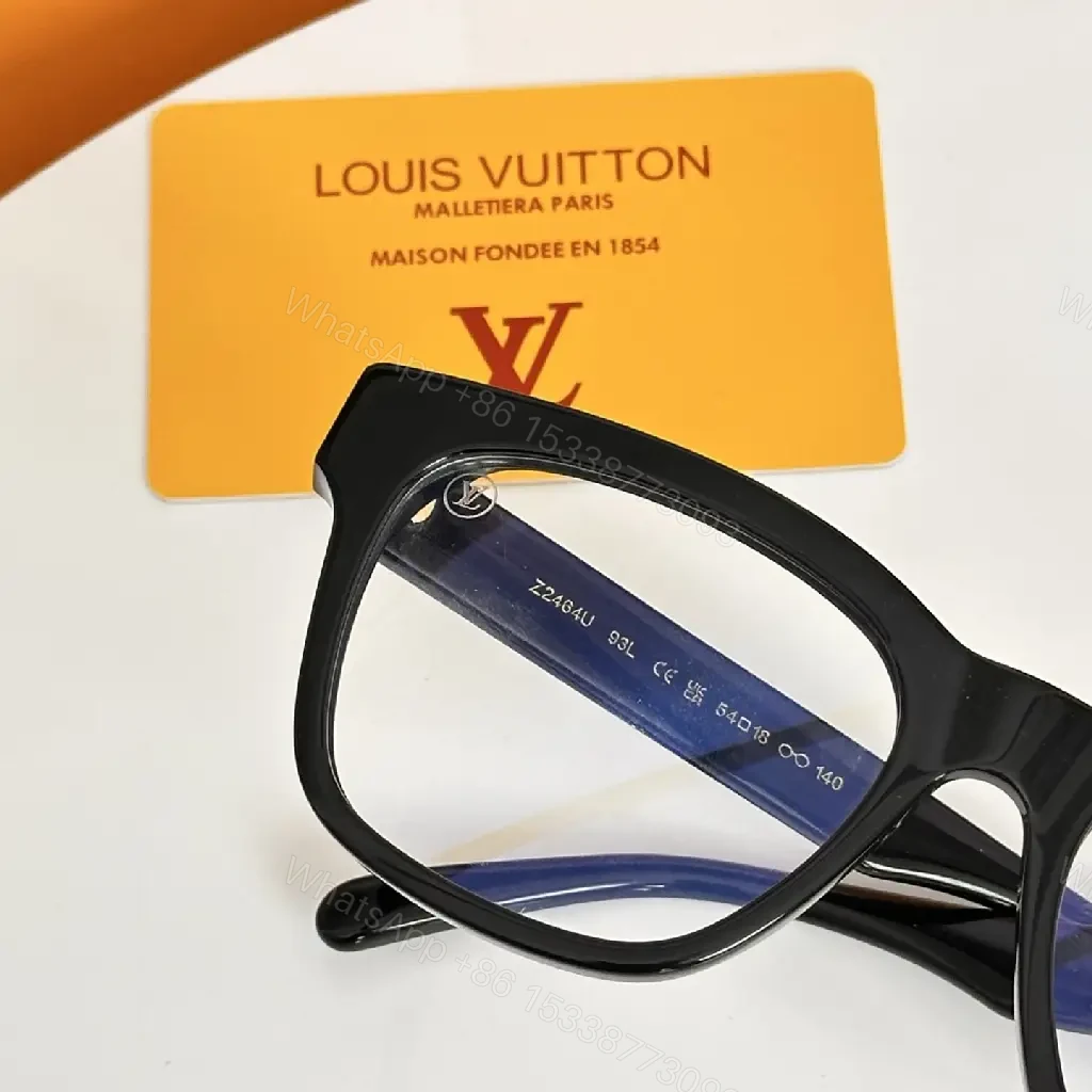 View 9 of Black Acetate Modern Frame with LV Detail Eyewear