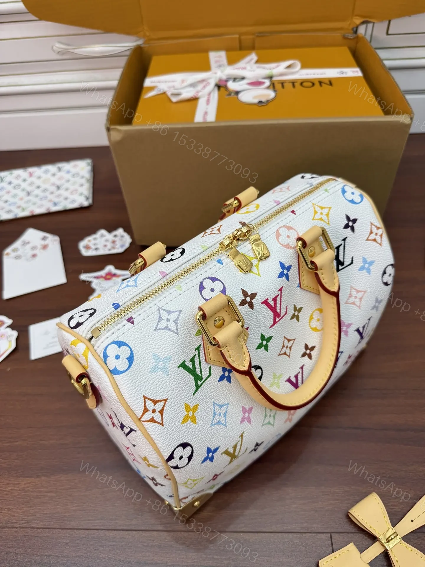 View 3 of Louis Vuitton x Takashi Murakami Monogram Multicolor Speedy Bandoulière 25