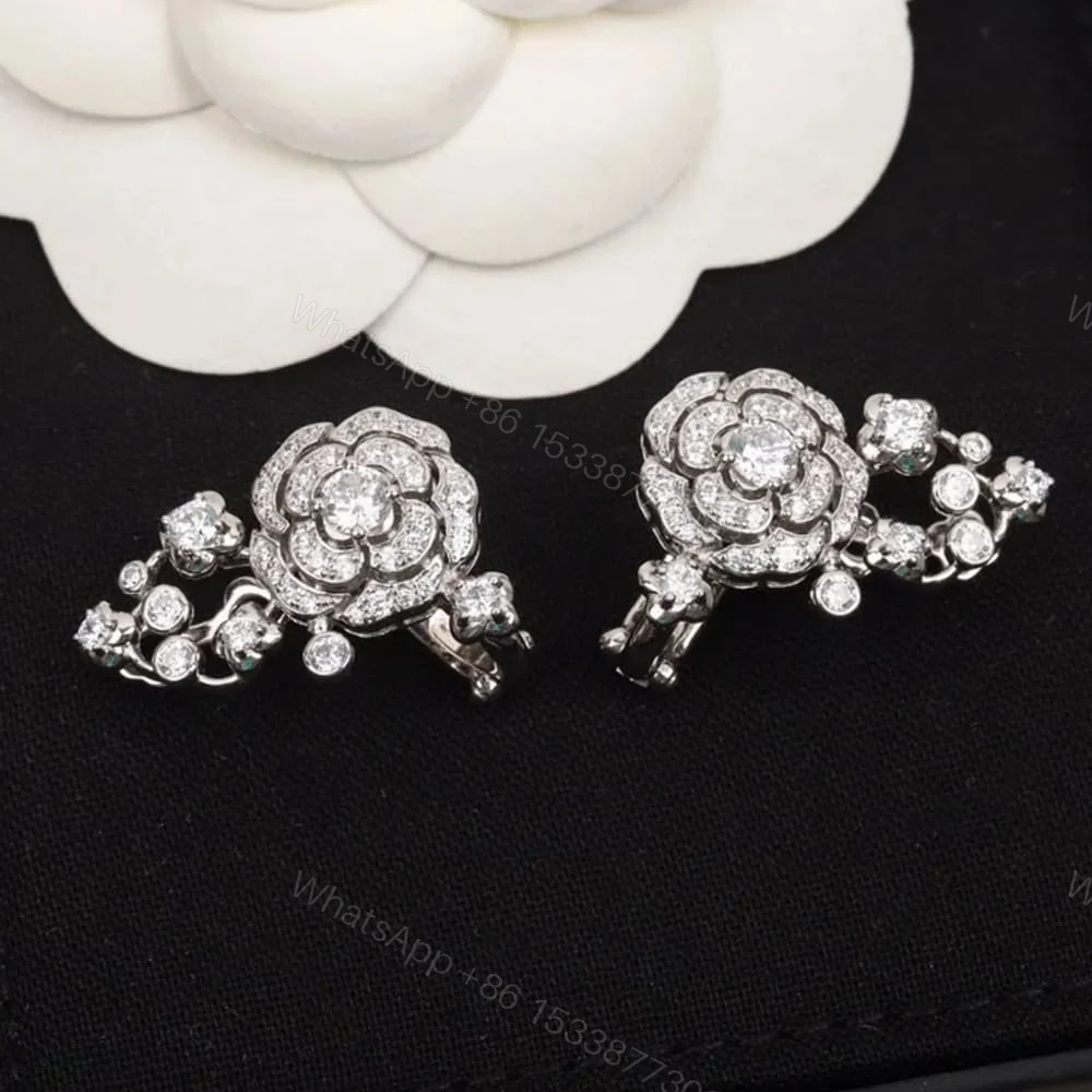 View 5 of CHANEL BOUTON DE CAM??LIA HANGING EARRINGS