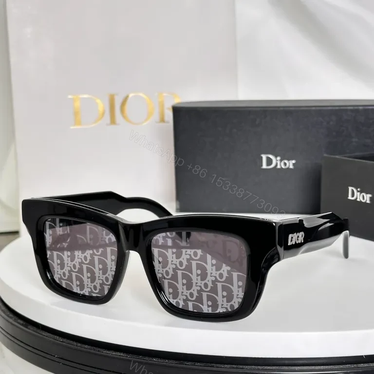 Bold Block-Frame Sunglasses with Monogram Detailing — view 1