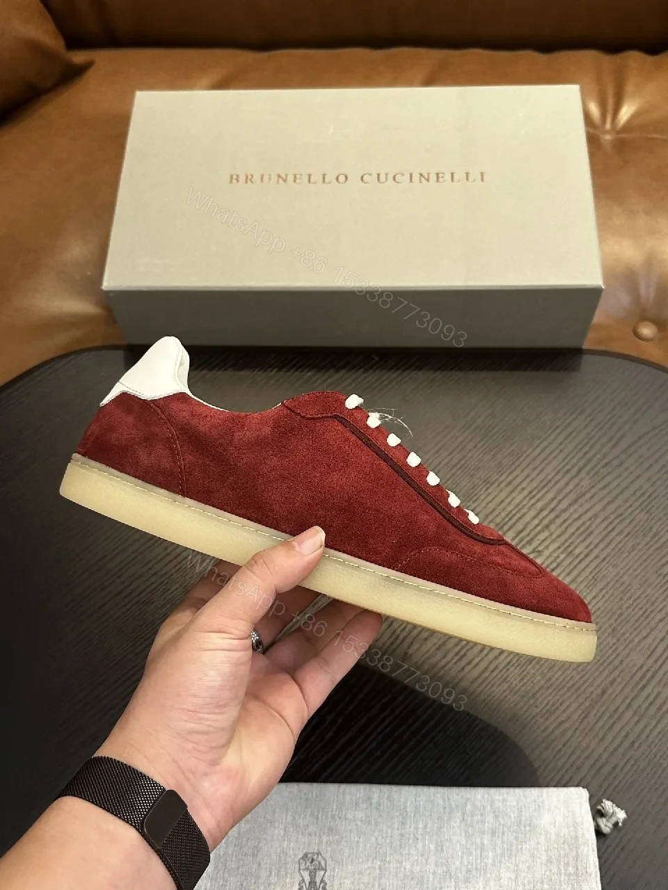 View 6 of Burgundy Suede Low-Top Sneaker | Refined Comfort, All-Day