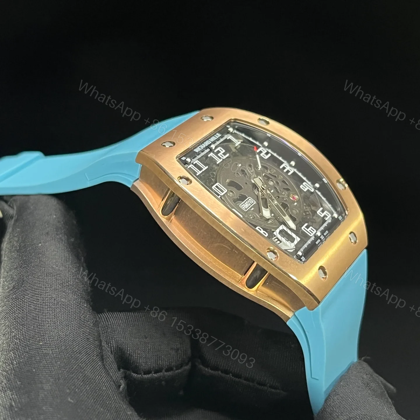 View 6 of Richard Mille RM010 Titanium Skeleton Automatic Light Blue Strap Watch RM010-TI-LB