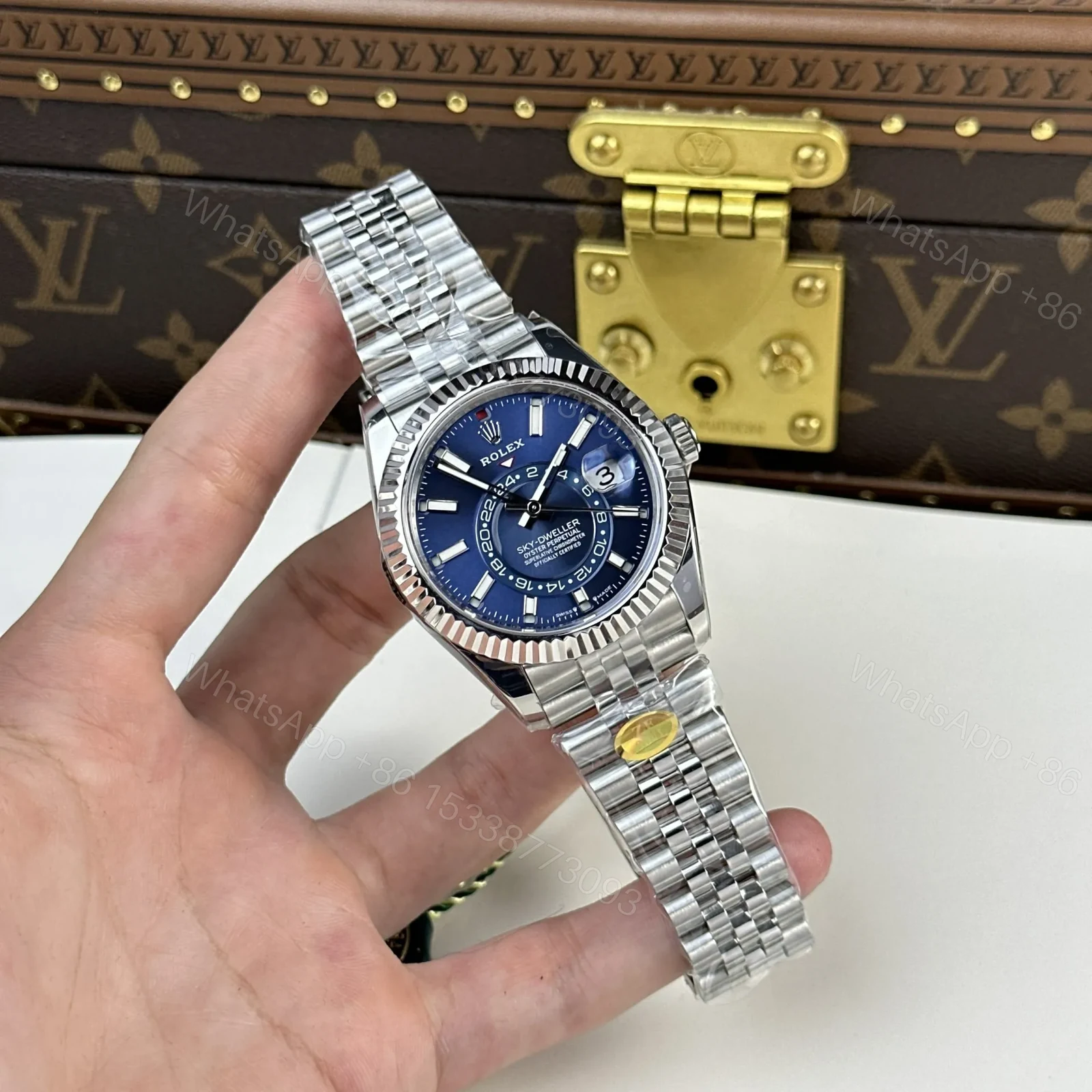 View 2 of Superclone Rolex Sky-Dweller Bright blue Dial 336934 Jubilee