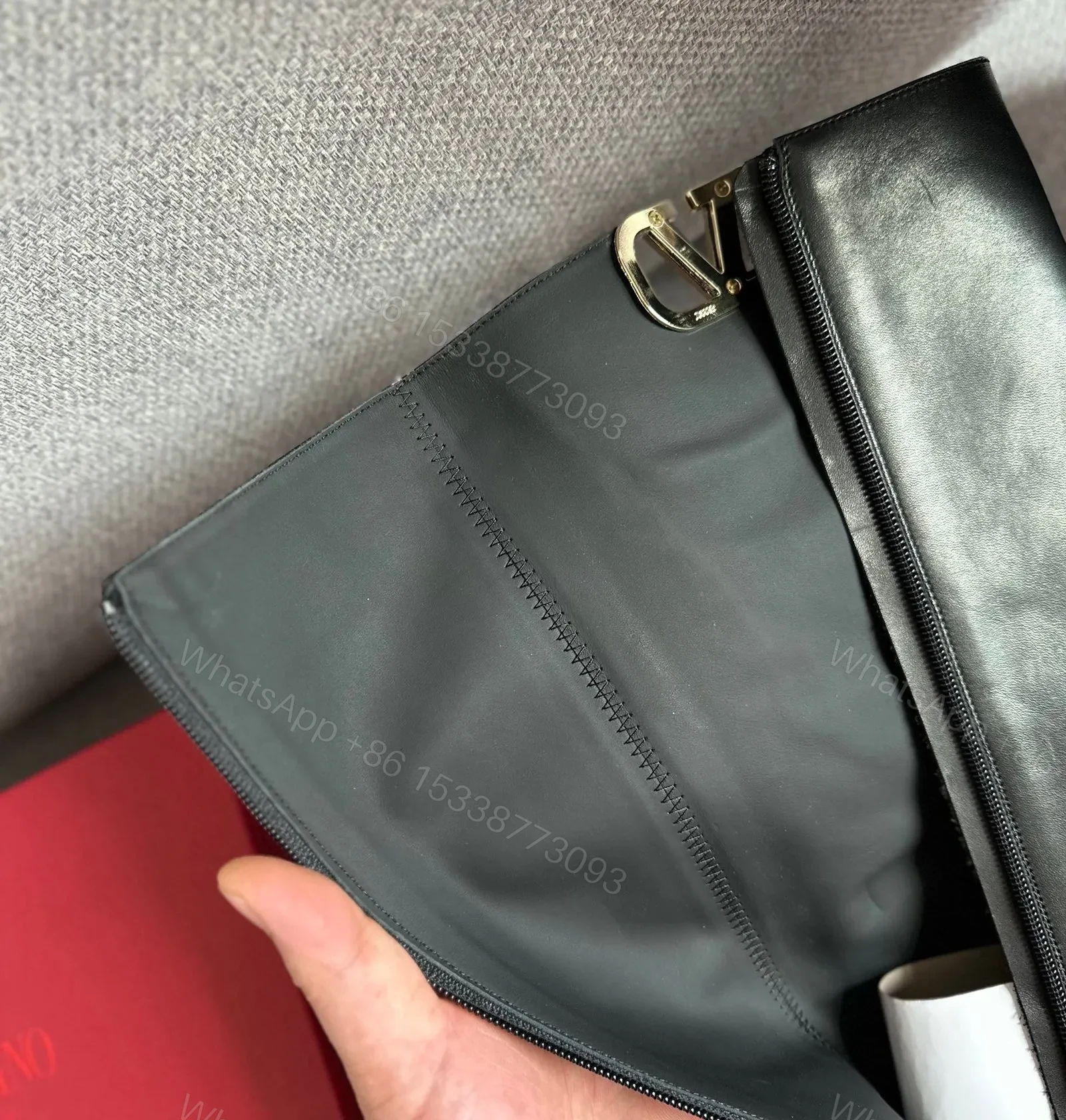 View 2 of Valentino Women Black Leather Tall Boots