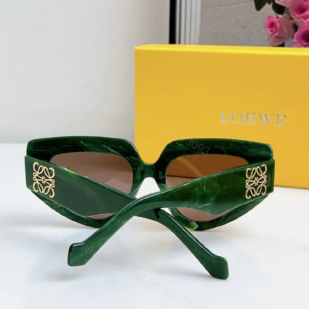 View 6 of Green Marble Acetate Sunglasses, Oversized Cat-Eye, Gold Accents