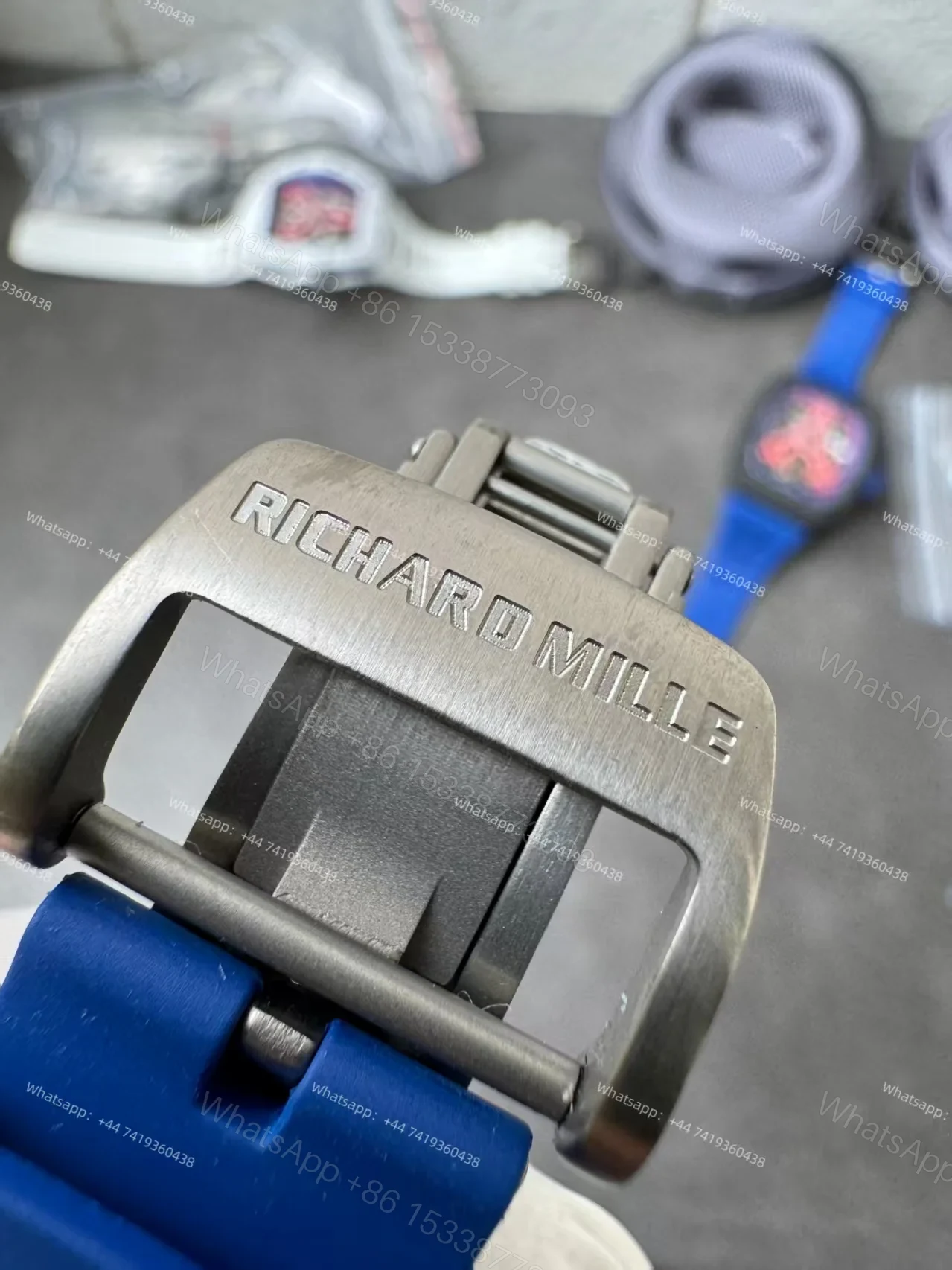 View 12 of Super Clone Richard Mille RM52-03 Blue Ceramic Paris Saint-Germain Skeleton Tourbillon 1:1 Replica Watch